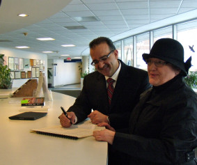 Mike Pulling Petitions with Suzanne Sareini